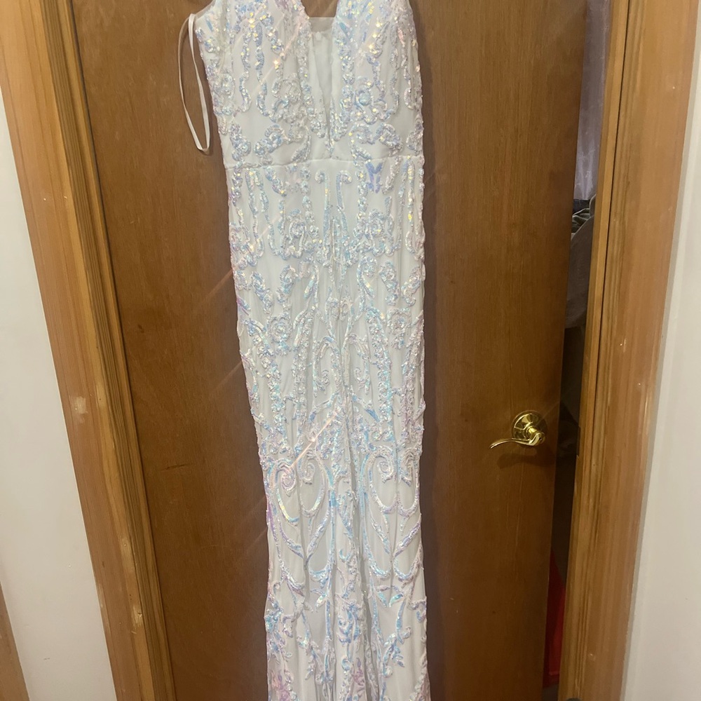 Elegant White Sequin Gown